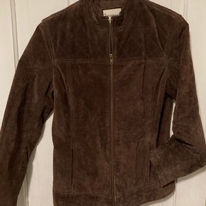 Medium brown leather jacket